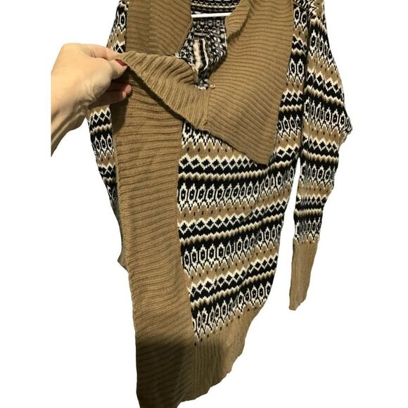Brown Black Striped Knit Waterfall Cardigan - Picture 2 of 7